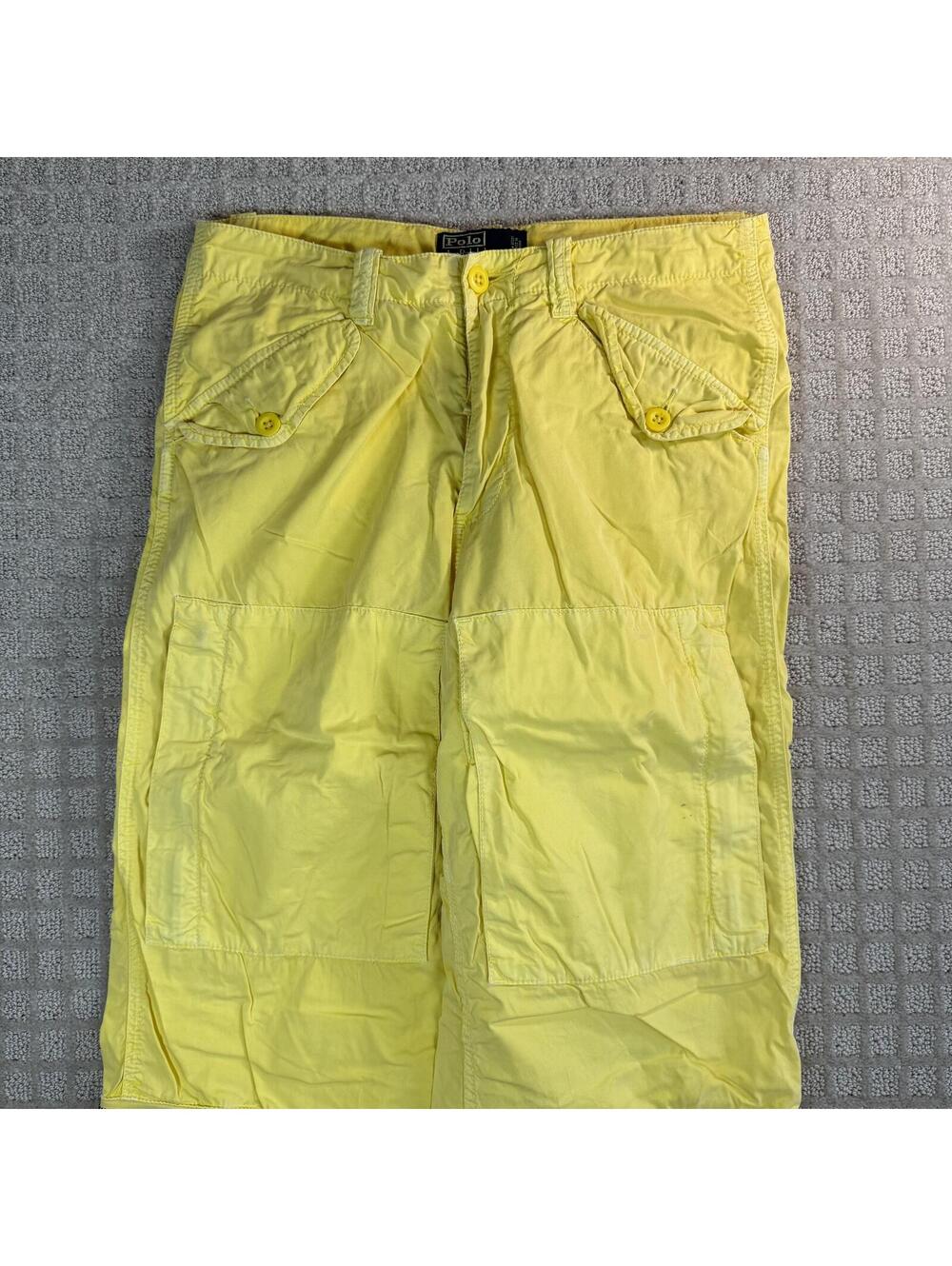 vintage polo ralph lauren yellow cargo pants 32 - Picture 2 of 9